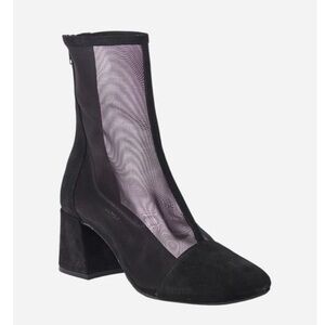 Free People Wisteria Black Mesh & Suede Block Heel Ankle Boots